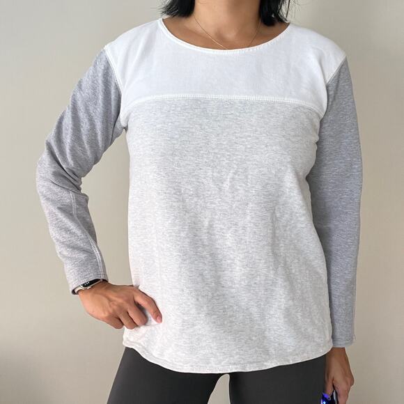 J. Crew Color Block Gray Cream White Back Zip Terry Cloth Sweater Size S - Picture 7 of 12